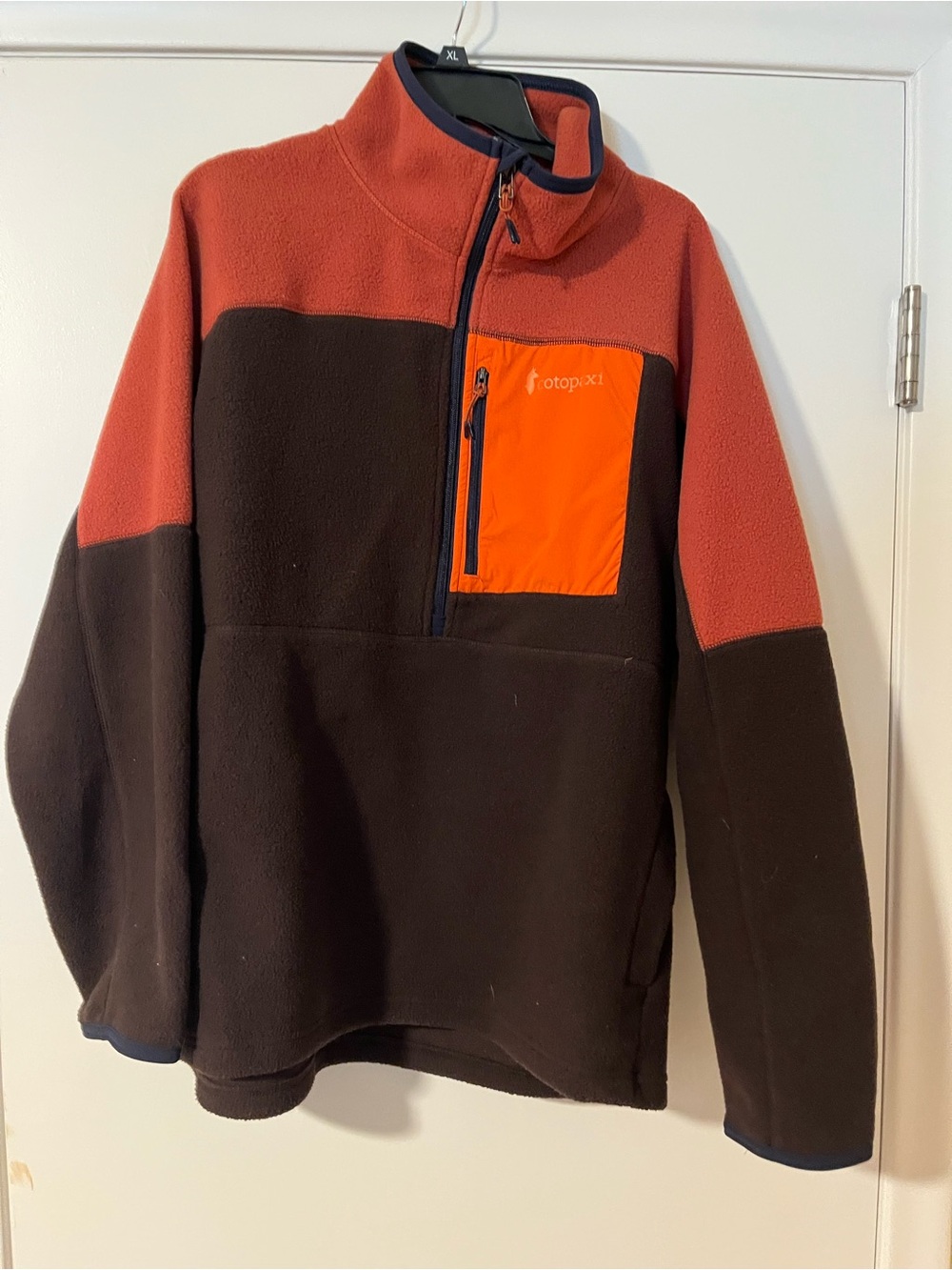 cotopaxi men’s brown orange Half-Zip Fleece Pullover